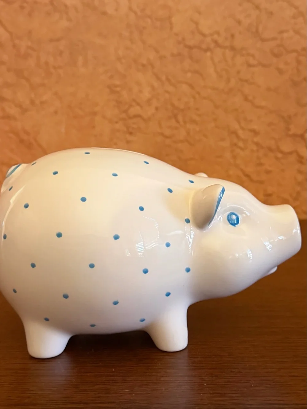 Tiffany & CO Authentic Ceramic Piggy Bank with light blue dots Great condition! - Picture 4 of 11